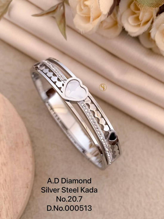 Ad Diamond Silver Steel Kada 1