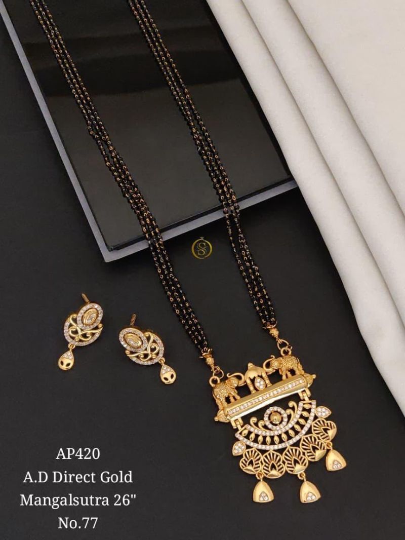 Ad Direct Gold Mangalsutra 26 Brass Stone Work Mangalsutra