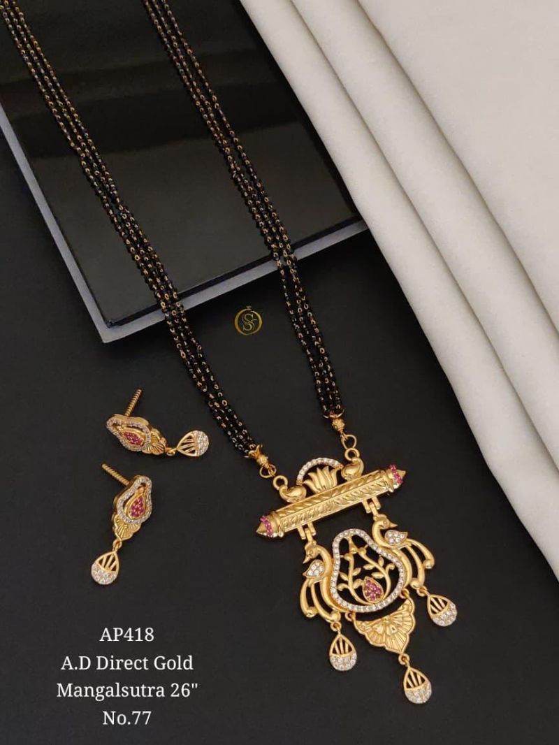 Ad Direct Gold Mangalsutra 26 Brass Stone Work Mangalsutra