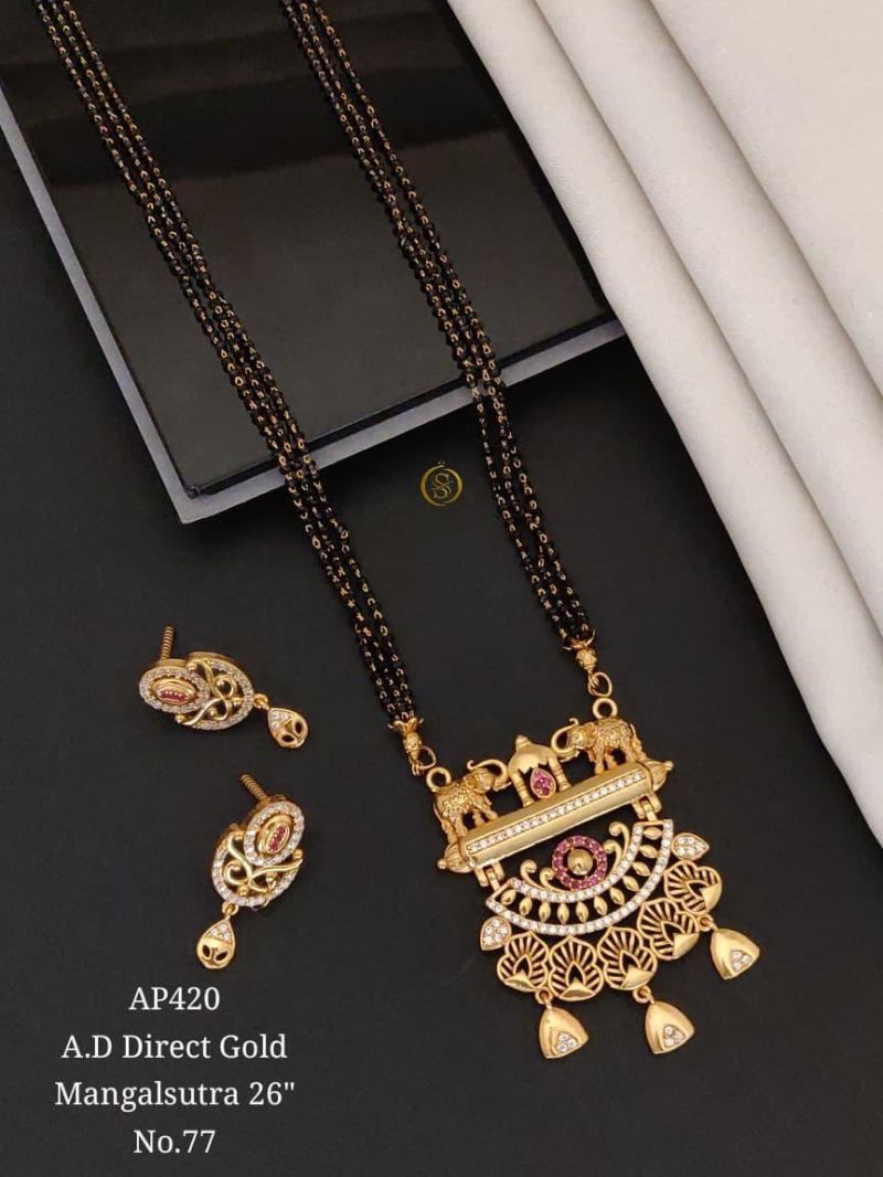 Ad Direct Gold Mangalsutra 26 Brass Stone Work Mangalsutra