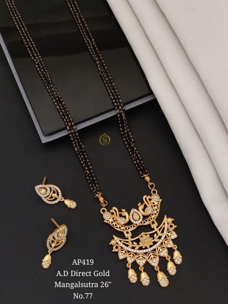 Ad Direct Gold Mangalsutra 26 Brass Stone Work Mangalsutra