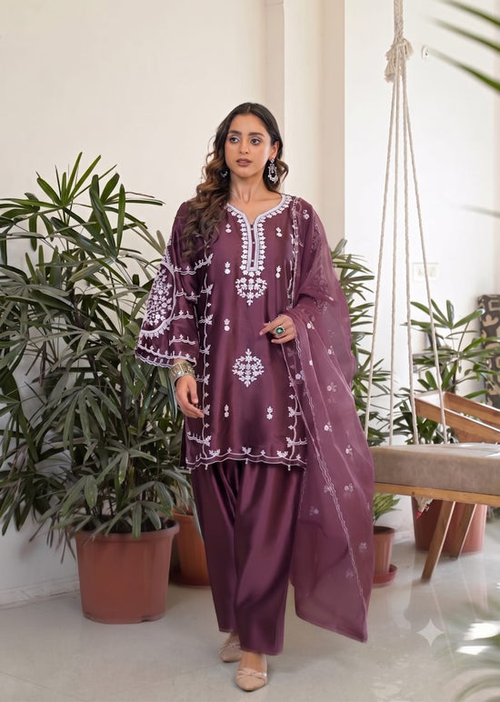 Afsana Aurika Satin Embroidered Salwar Suit Set - Amrah Wholesale