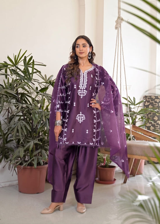 Afsana Aurika Satin Embroidered Salwar Suit Set - Amrah Wholesale