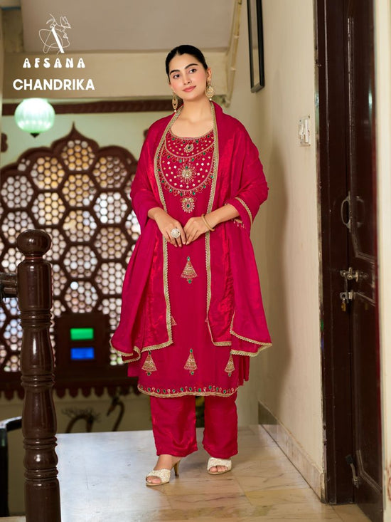 Afsana Chandrika Fandy Satin Thread Work Salwar Suit Set