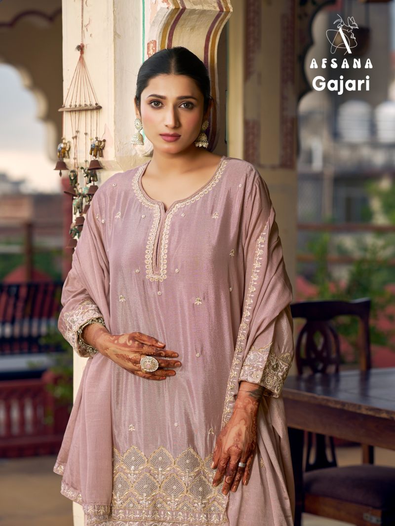 Afsana Gajari Chinon Zardosi Embroidered Salwar Suit Set