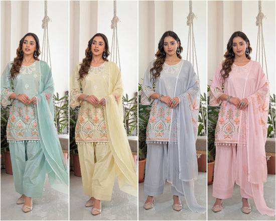Afsana Kaavya Farshi Cotton Embroidered Salwar Suit Set - Amrah Wholesale