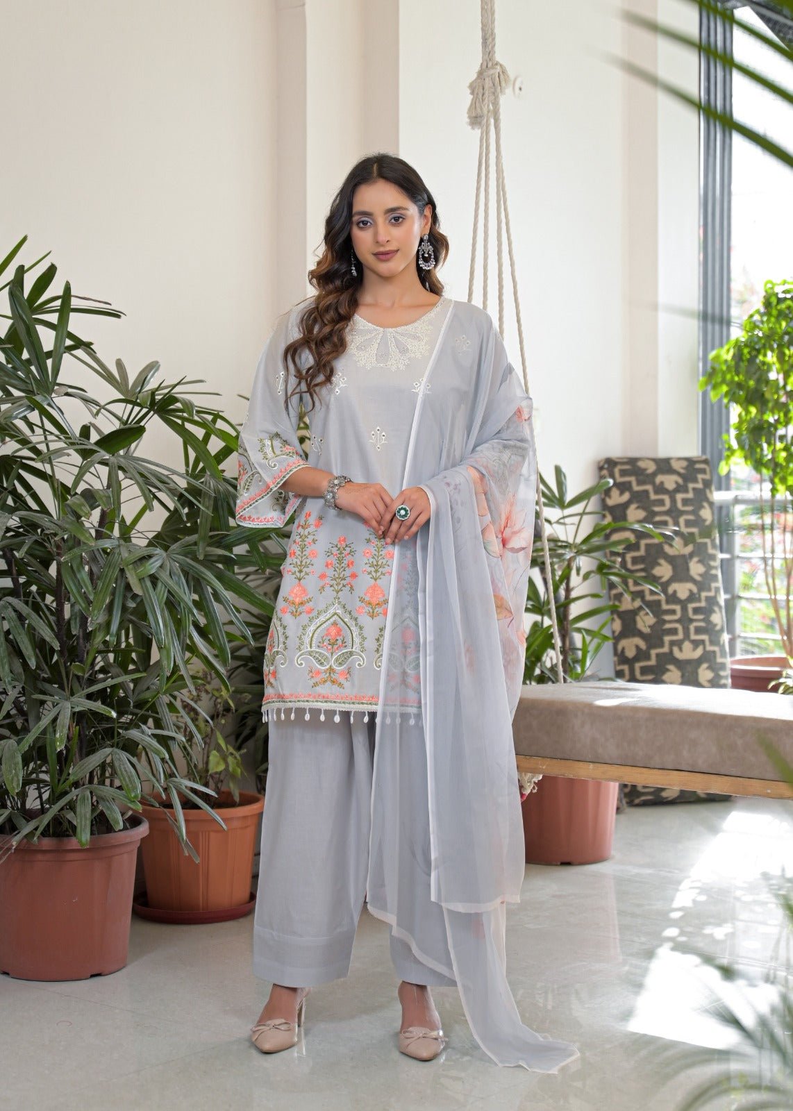 Afsana Kaavya Farshi Cotton Embroidered Salwar Suit Set - Amrah Wholesale