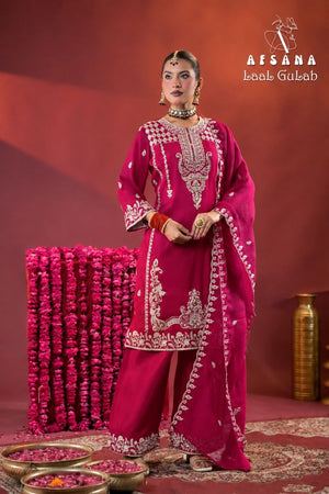 Afsana Afsana Laal Gulab Russian Silk Salwar Suit Set