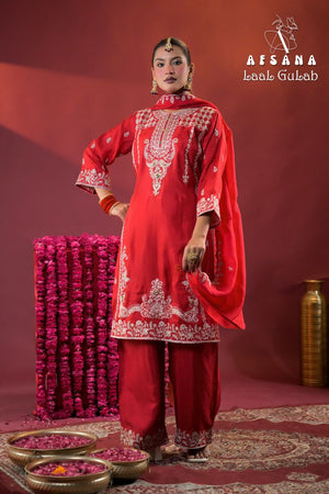 Afsana Afsana Laal Gulab Russian Silk Salwar Suit Set