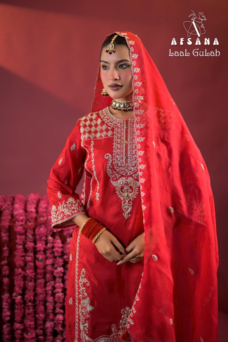 Afsana Afsana Laal Gulab Russian Silk Salwar Suit Set