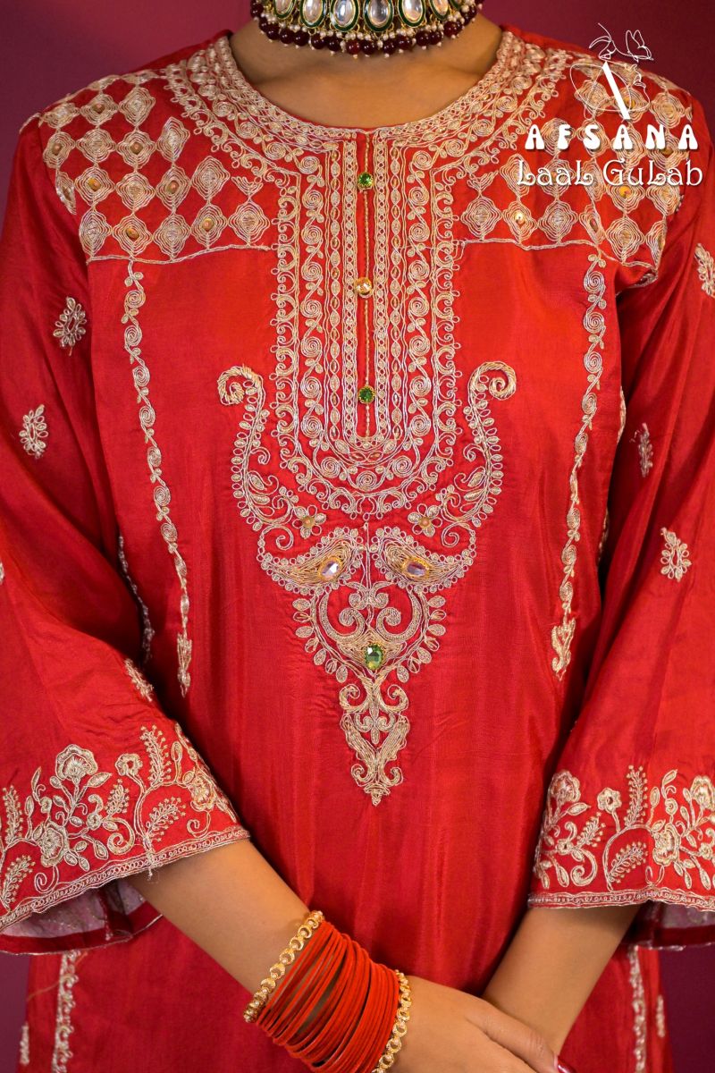 Afsana Afsana Laal Gulab Russian Silk Salwar Suit Set