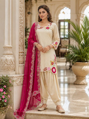 Afsana Preeti Viscose Simar Embroidered Stitched Farshi Salwar Suit Set - Amrah Wholesale
