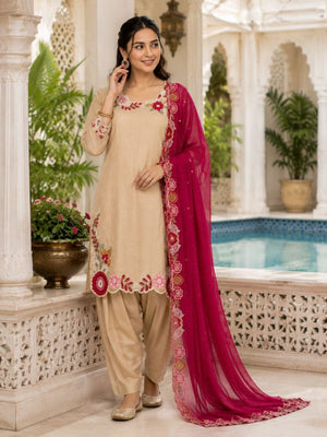 Afsana Preeti Viscose Simar Embroidered Stitched Farshi Salwar Suit Set - Amrah Wholesale