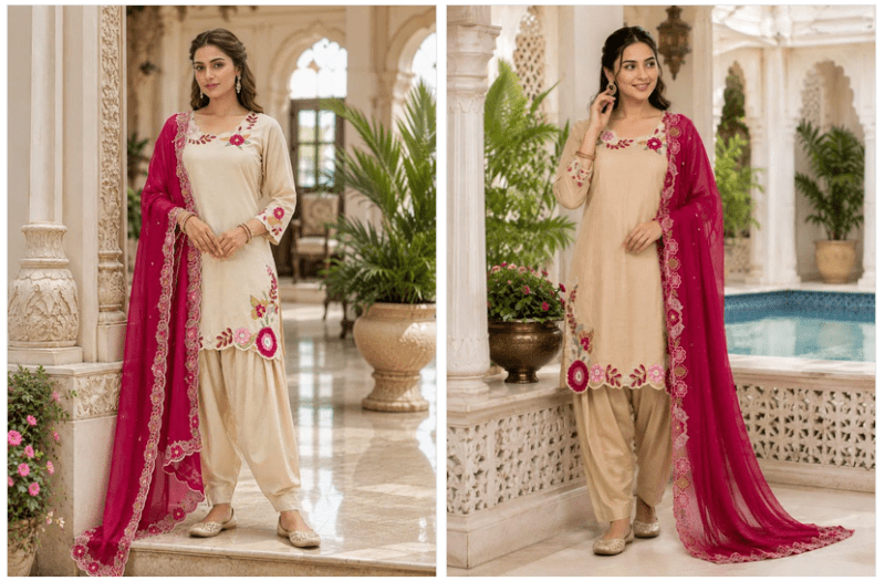 Afsana Preeti Viscose Simar Embroidered Stitched Farshi Salwar Suit Set - Amrah Wholesale