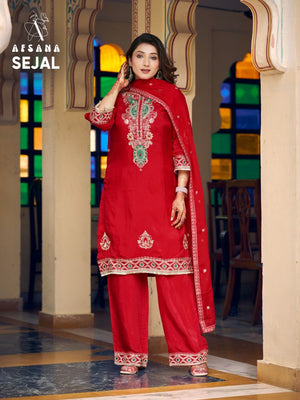 Afsana Sejal Russian Silk Zardosi Embroidered Salwar Suit Set
