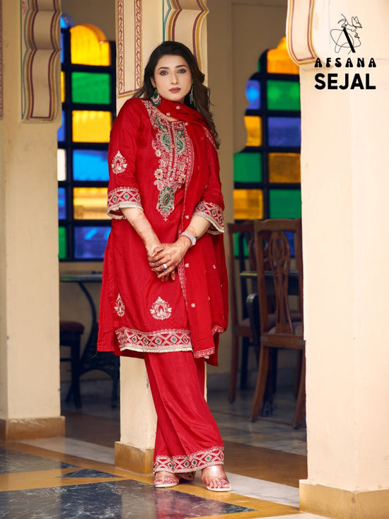 Afsana Sejal Russian Silk Zardosi Embroidered Salwar Suit Set