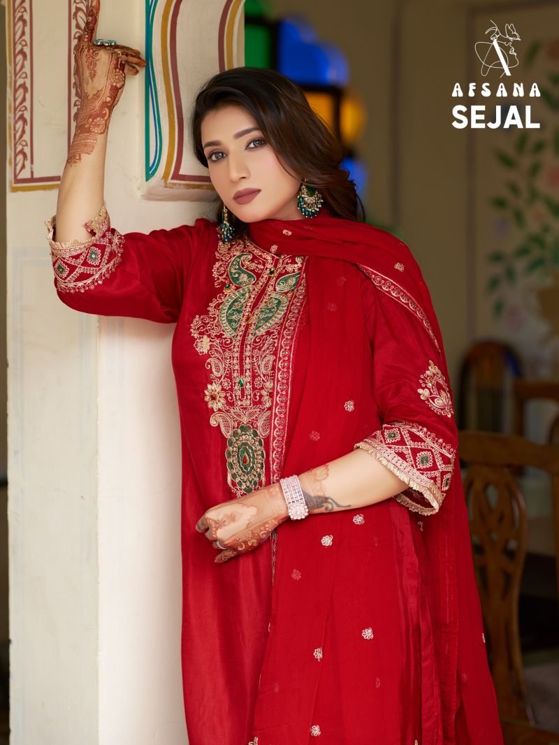 Afsana Sejal Russian Silk Zardosi Embroidered Salwar Suit Set