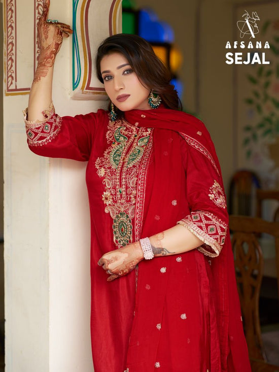 Afsana Sejal Russian Silk Zardosi Embroidered Salwar Suit Set