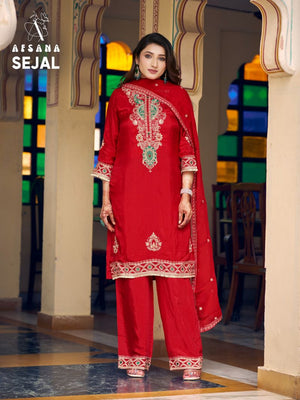 Afsana Sejal Russian Silk Zardosi Embroidered Salwar Suit Set - Amrah Wholesale