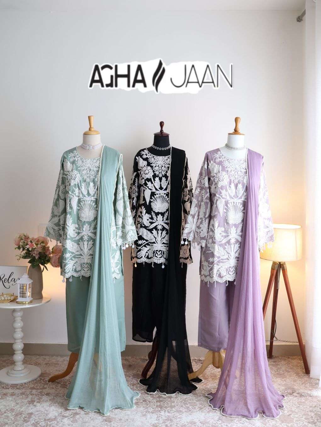 Aghajaan 1025 Fancy Embroidered Hand Work Salwar Suit Set