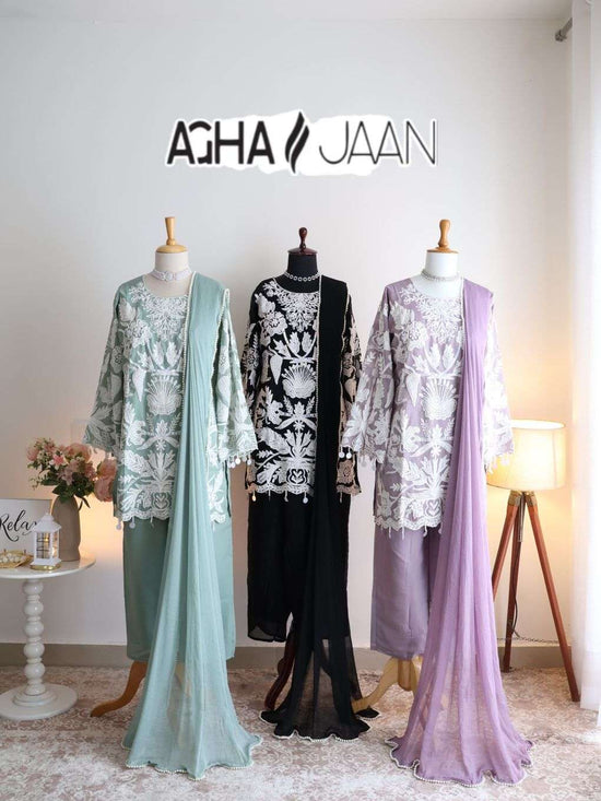 Aghajaan 1025 Fancy Embroidered Hand Work Salwar Suit Set