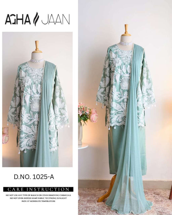 Aghajaan 1025 Fancy Embroidered Hand Work Salwar Suit Set