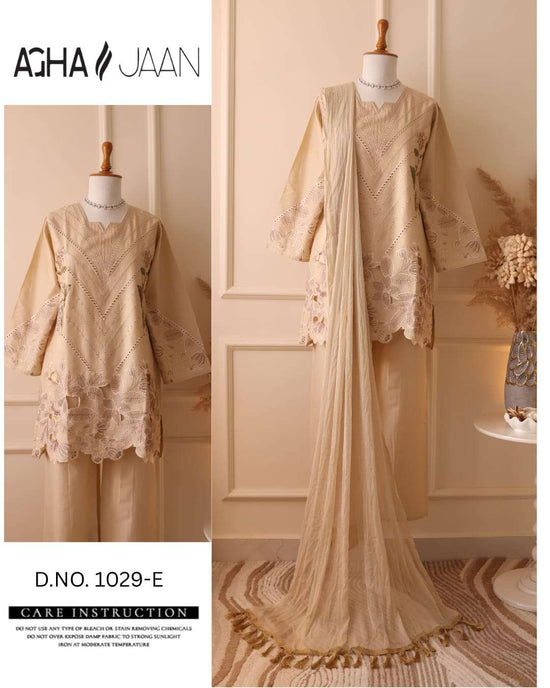 Aghajaan 1029 Cotton Embroidery Cutwork Salwar Suit Set