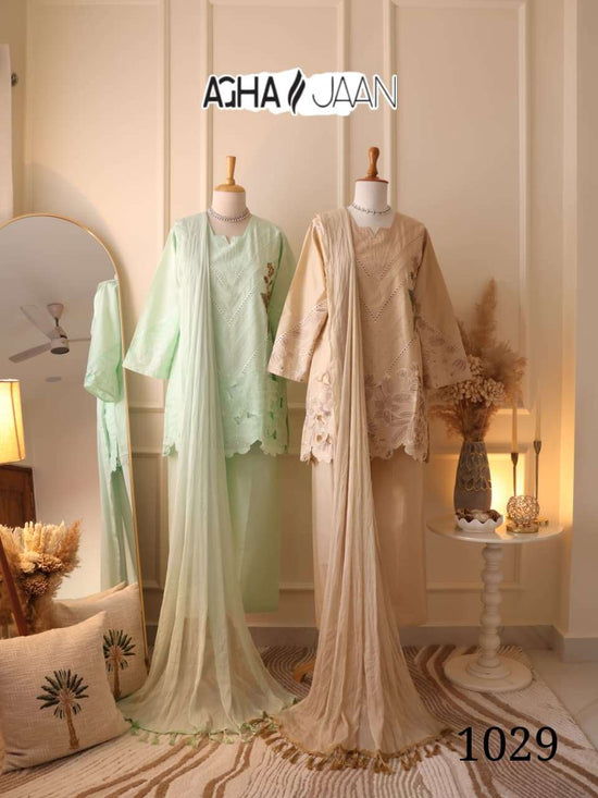 Aghajaan 1029 Cotton Embroidery Cutwork Salwar Suit Set