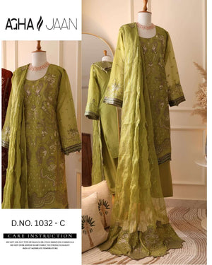 AGHAJAAN 1032 Chiffon Embroidery Hand Work Salwar Suit Set - Amrah Wholesale