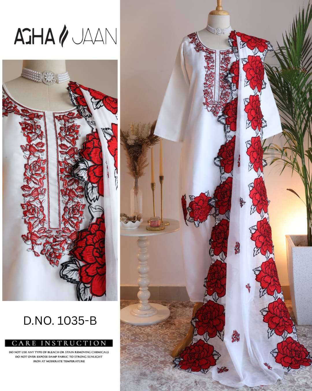 Aghajaan 1035 Organza Embroidered Pakistani Suit Set