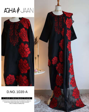 Aghajaan 1035 Organza Embroidered Pakistani Suit Set
