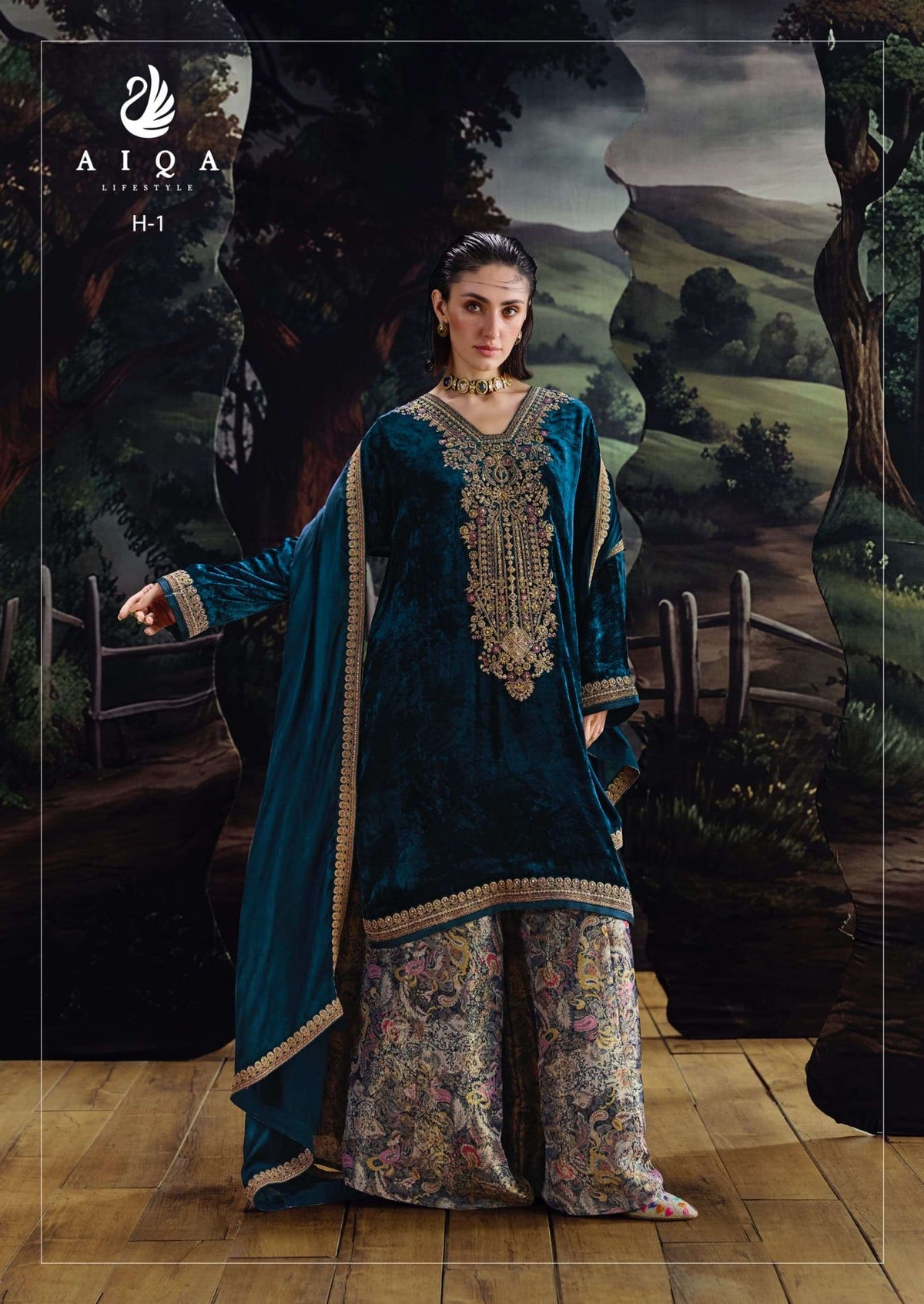 Aiqa Lifestyle House Of Grace Velvet Dress Material