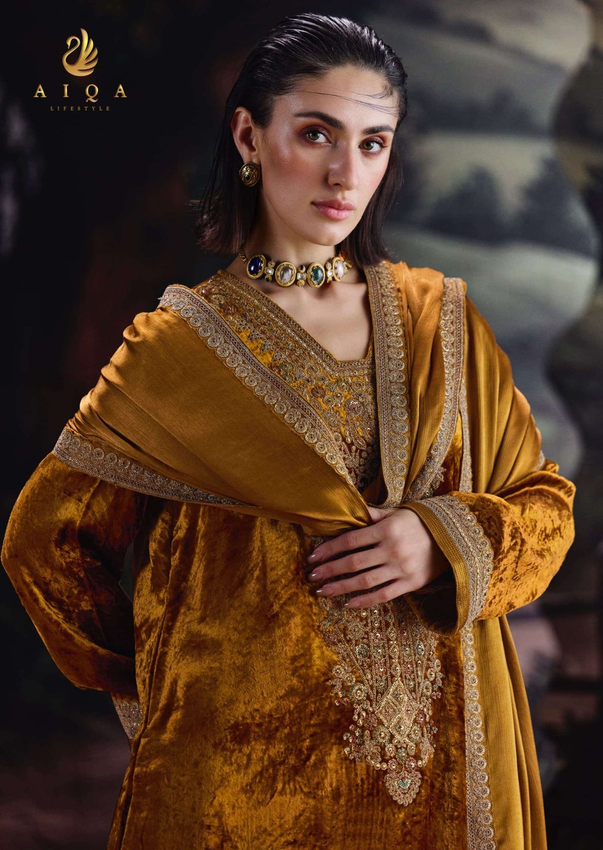 Aiqa Lifestyle House Of Grace Velvet Dress Material