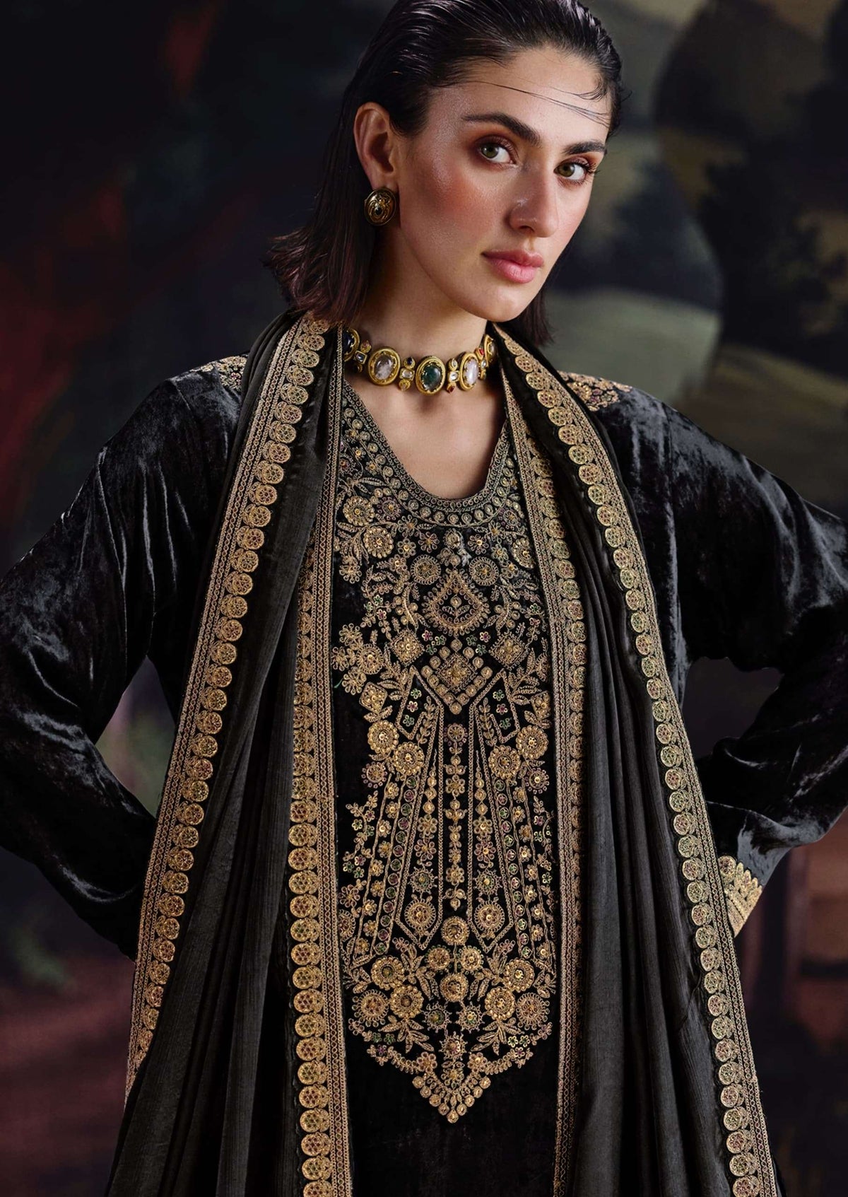 Aiqa Lifestyle House Of Grace Velvet Dress Material