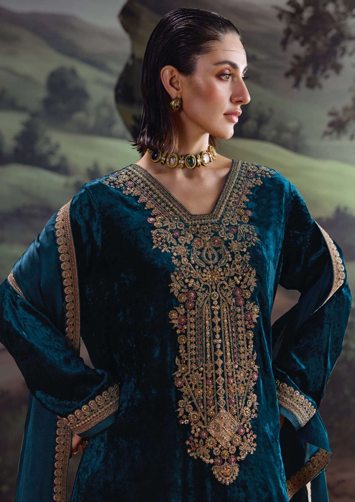 Aiqa Lifestyle House Of Grace Velvet Dress Material