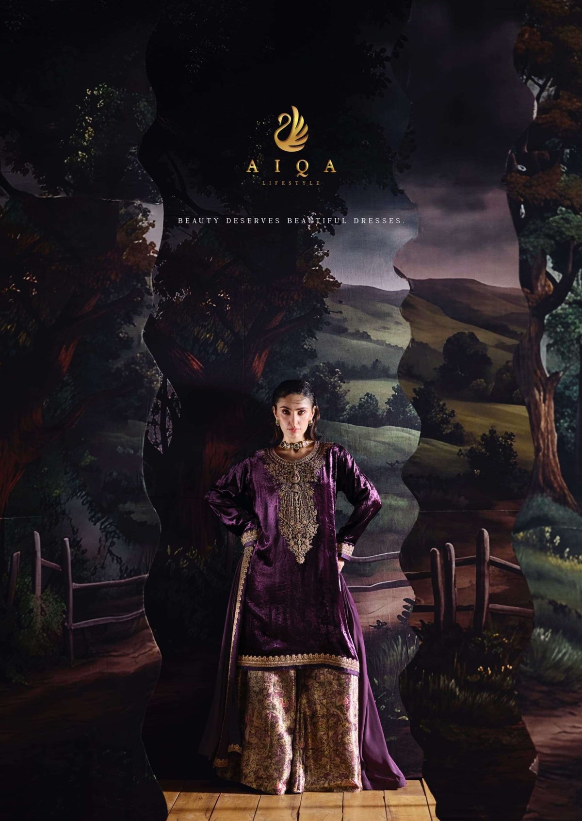 Aiqa Lifestyle House Of Grace Velvet Dress Material