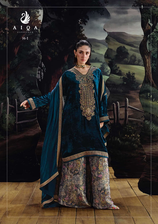 Aiqa Lifestyle House Of Grace Viscose Velvet Banarasi Silk Wedding Suit