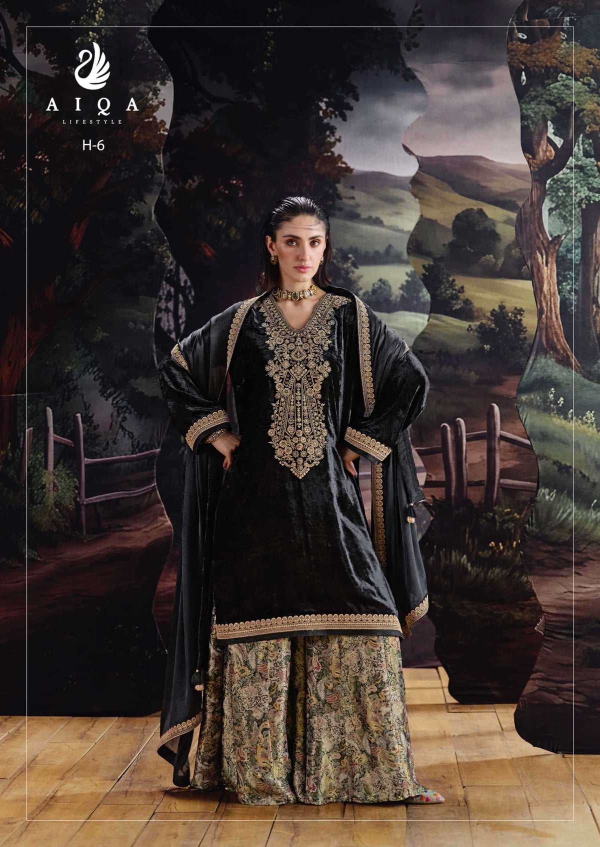 Aiqa Lifestyle House Of Grace Viscose Velvet Banarasi Silk Wedding Suit