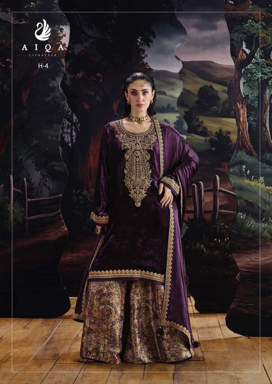 Aiqa Lifestyle House Of Grace Viscose Velvet Banarasi Silk Wedding Suit