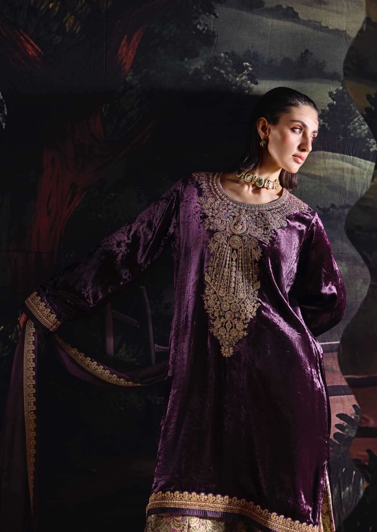Aiqa Lifestyle House Of Grace Viscose Velvet Banarasi Silk Wedding Suit