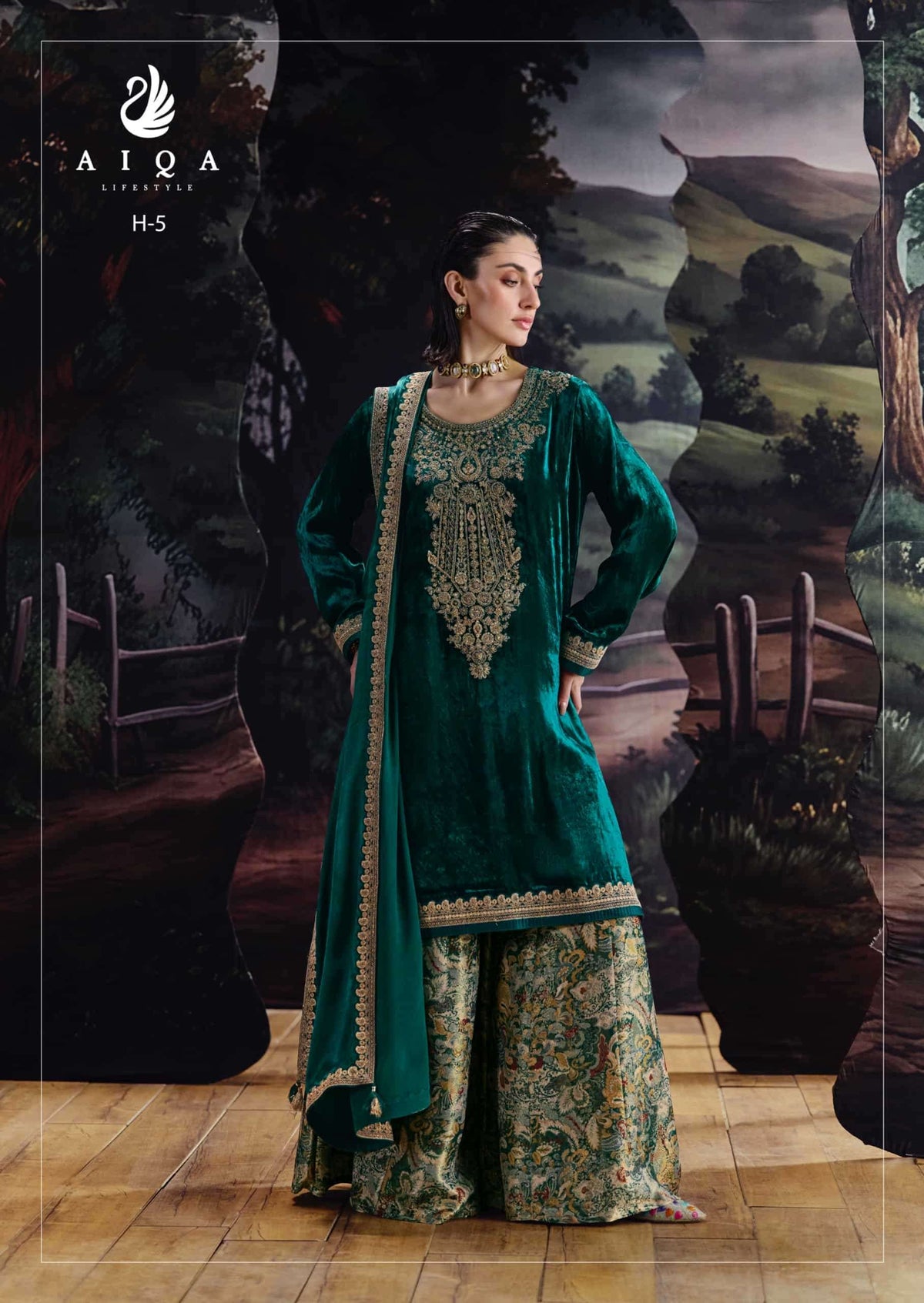 Aiqa Lifestyle House Of Grace Viscose Velvet Banarasi Silk Wedding Suit