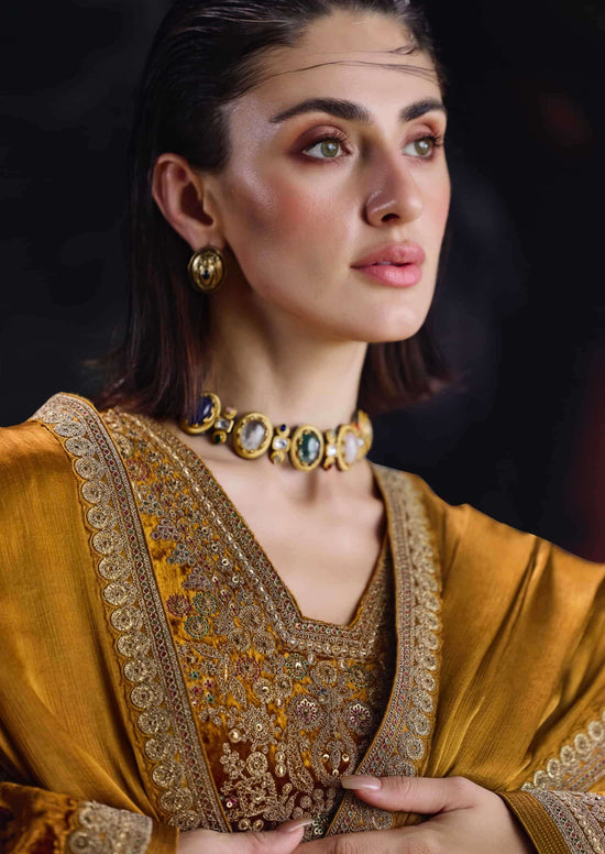 Aiqa Lifestyle House Of Grace Viscose Velvet Banarasi Silk Wedding Suit