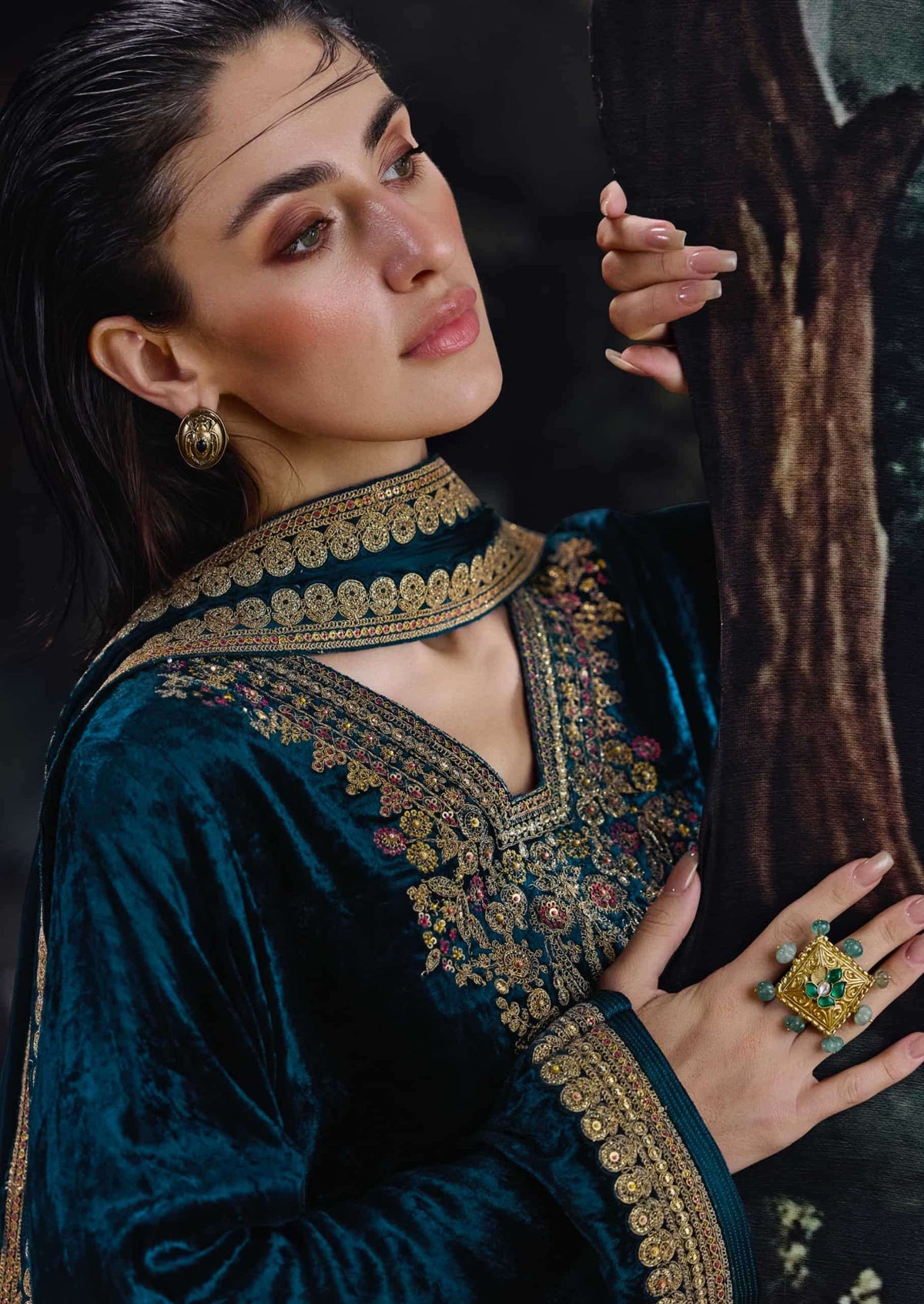 Aiqa Lifestyle House Of Grace Viscose Velvet Banarasi Silk Wedding Suit