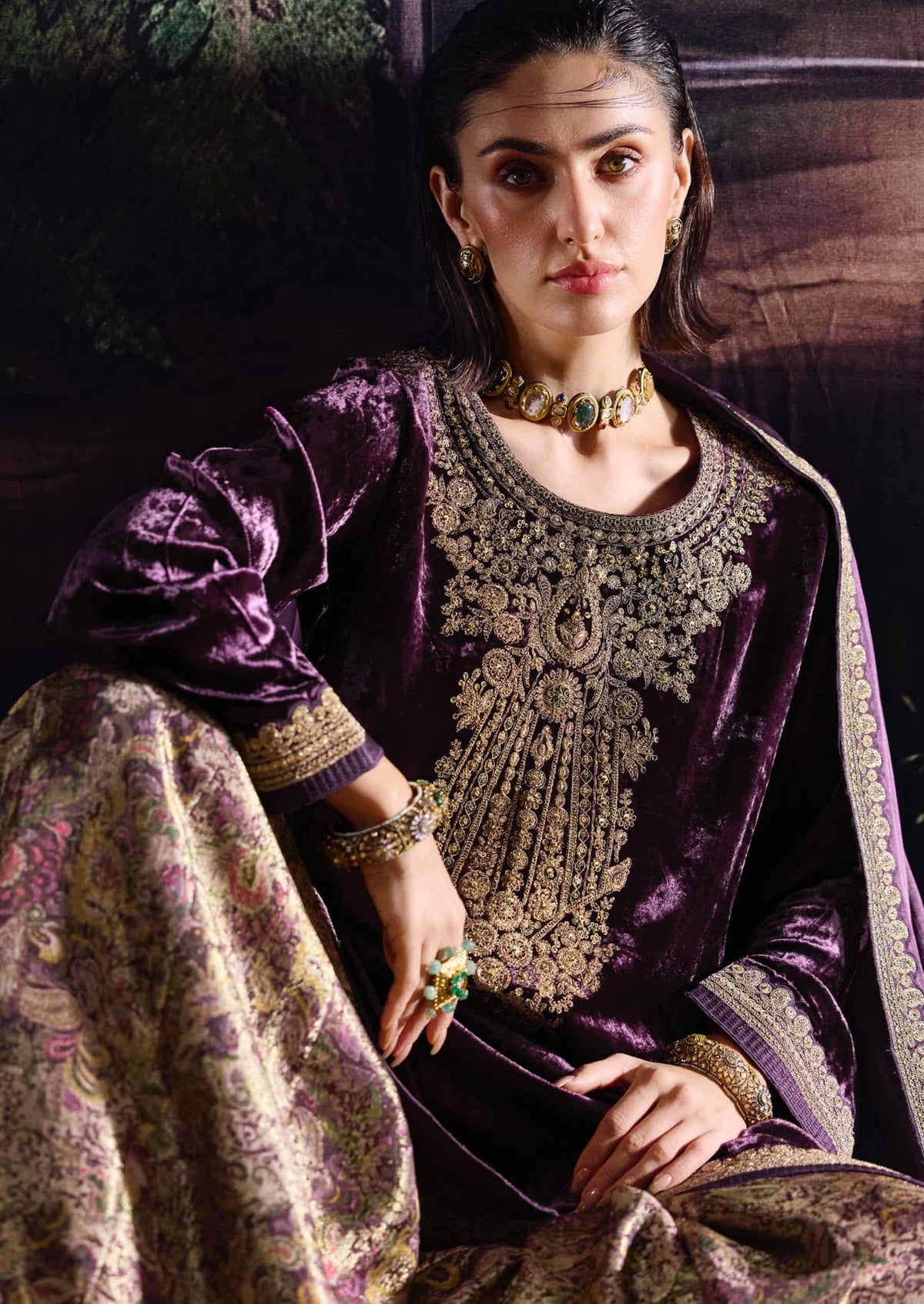 Aiqa Lifestyle House Of Grace Viscose Velvet Banarasi Silk Wedding Suit