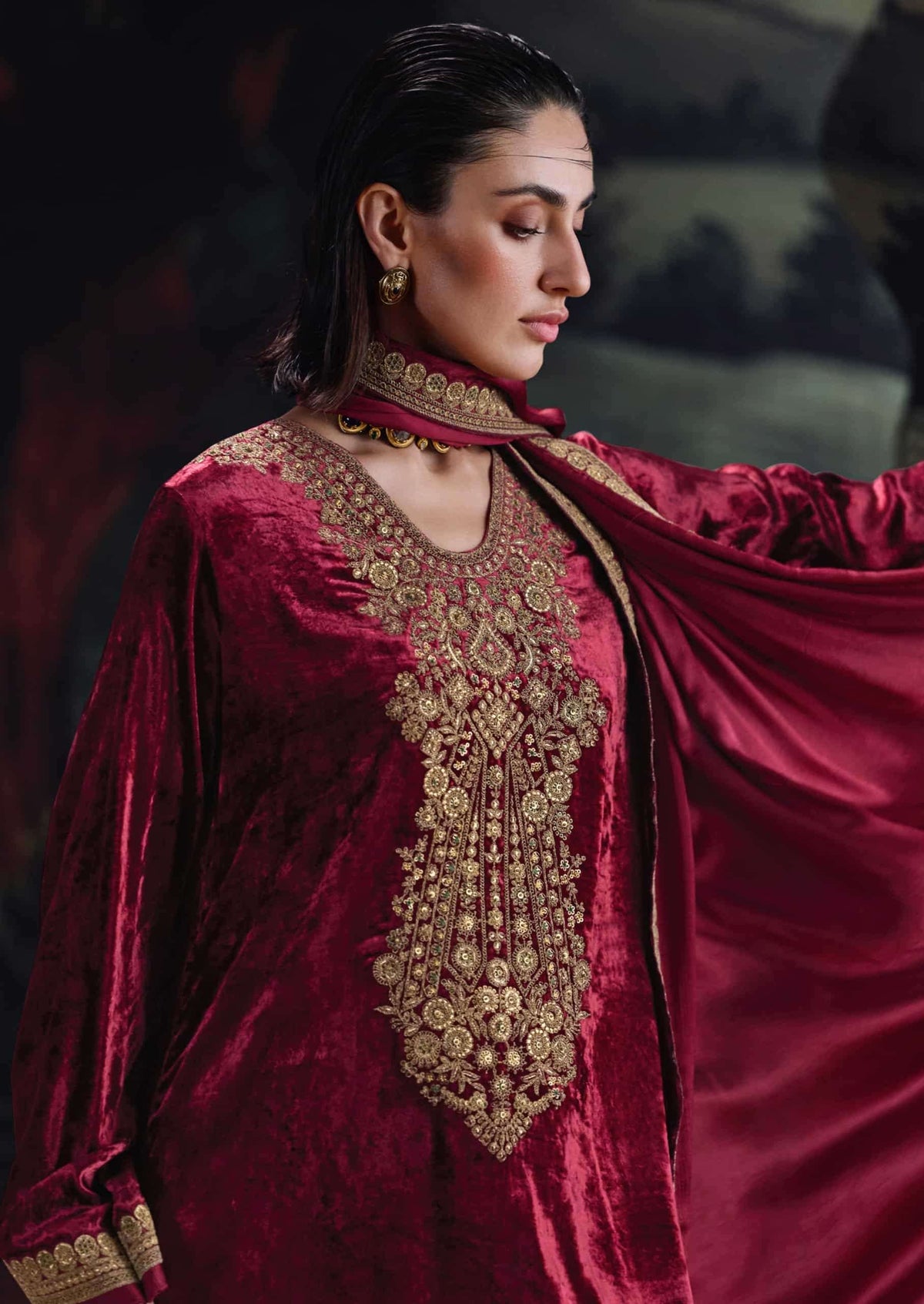 Aiqa Lifestyle House Of Grace Viscose Velvet Banarasi Silk Wedding Suit