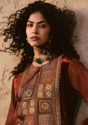 Aiqa Lifestyle Nooren Viscose Velvet Bemberg Tabby Silk Designer Suit - Amrah Wholesale
