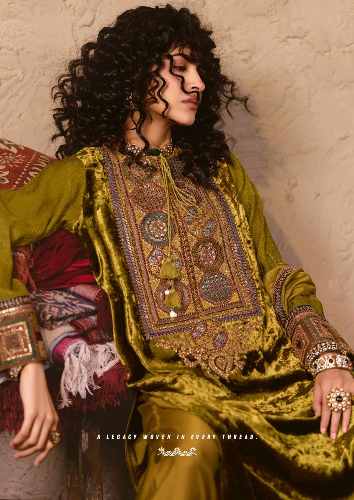 Aiqa Lifestyle Nooren Viscose Velvet Bemberg Tabby Silk Designer Suit