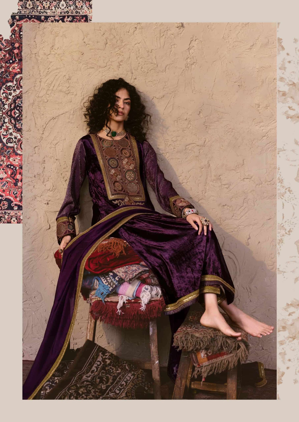 Aiqa Lifestyle Nooren Viscose Velvet Bemberg Tabby Silk Designer Suit