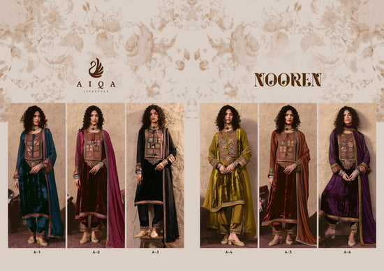 Aiqa Lifestyle Nooren Viscose Velvet Bemberg Tabby Silk Designer Suit