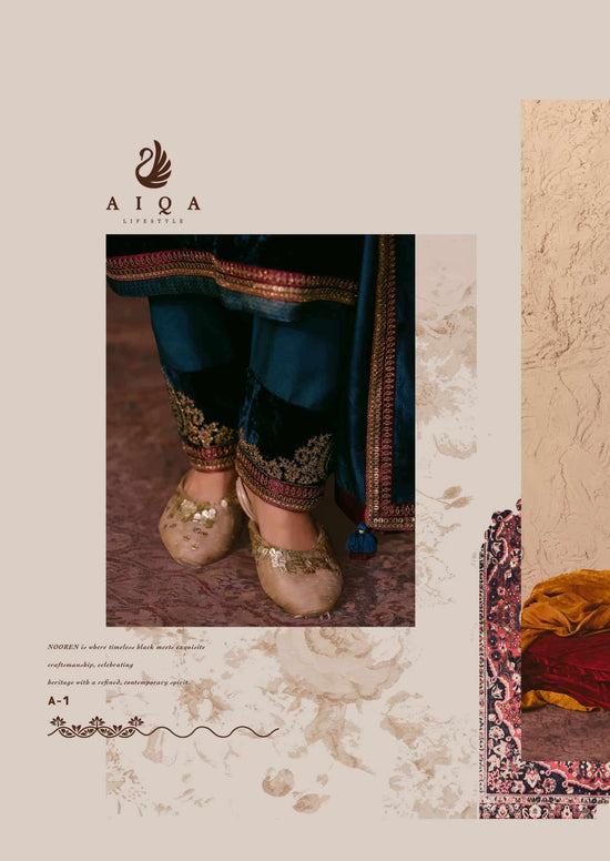 Aiqa Lifestyle Nooren Viscose Velvet Bemberg Tabby Silk Designer Suit